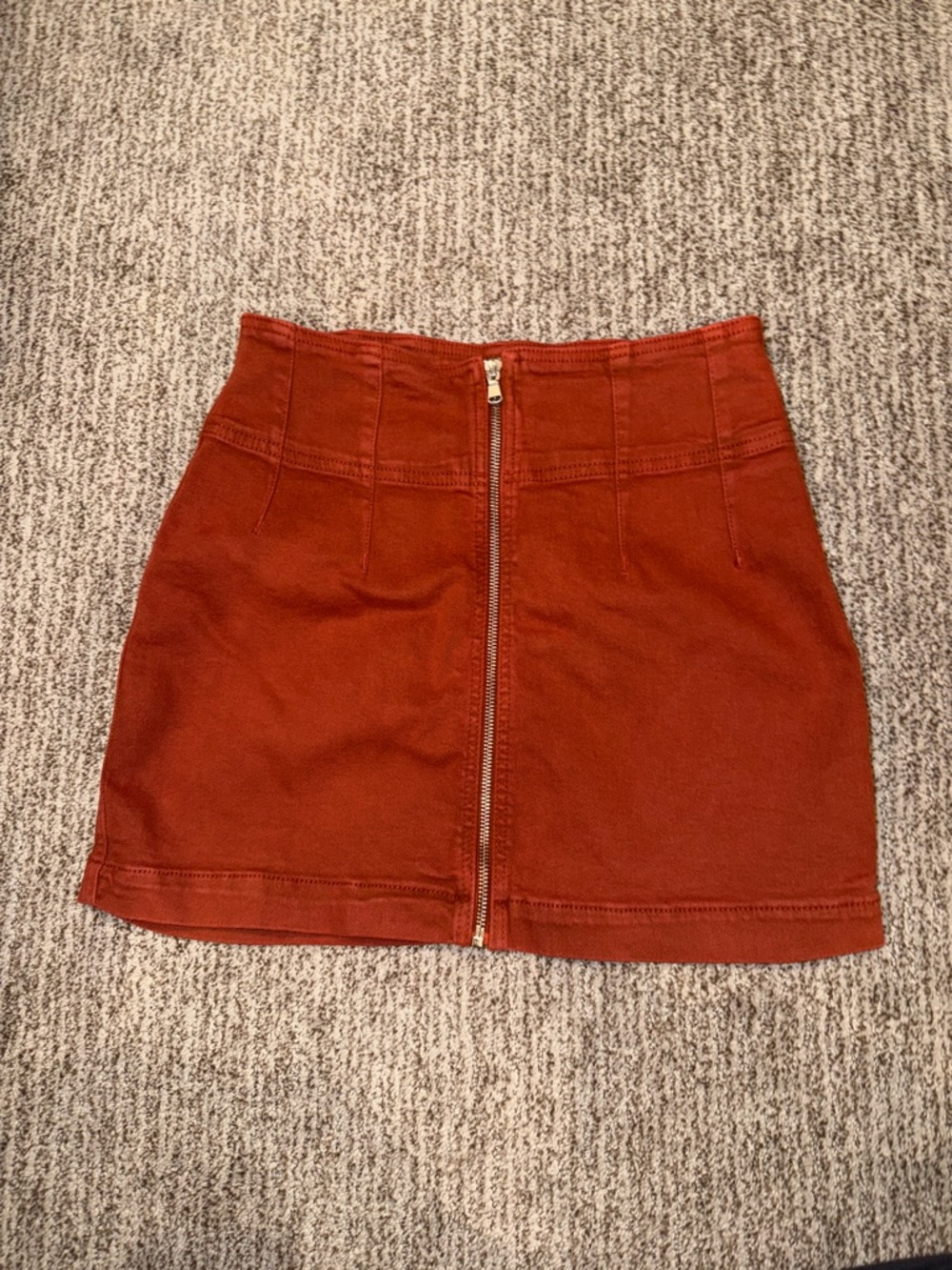 We The Free Rust Zip-Front Mini Skirt